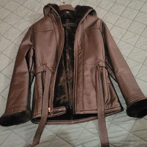 Women's Black Leather Coat